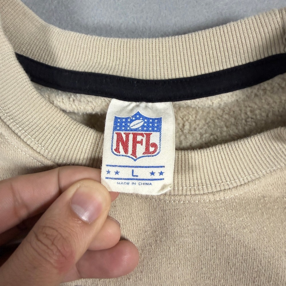 VTG Cincinnati Bengals NFL Mens Crewneck Sweatshirt Large Tan Embroidered Tiger - Picture 4 of 9